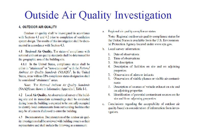 Outside Air Quality Investigation 