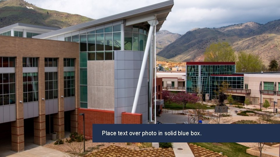 Place text over photo in solid blue box. Headline Copy Goes Here Place text over photo in solid blue box. Headline Copy Goes Here