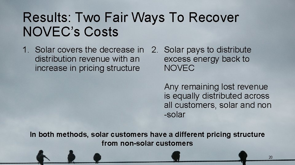 Results: Two Fair Ways To Recover NOVEC’s Costs 1. Solar covers the decrease in
