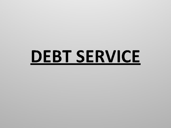 DEBT SERVICE 