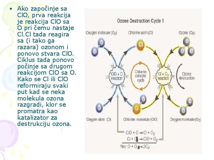  • Ako započinje sa Cl. O, prva reakcija je reakcija Cl. O sa