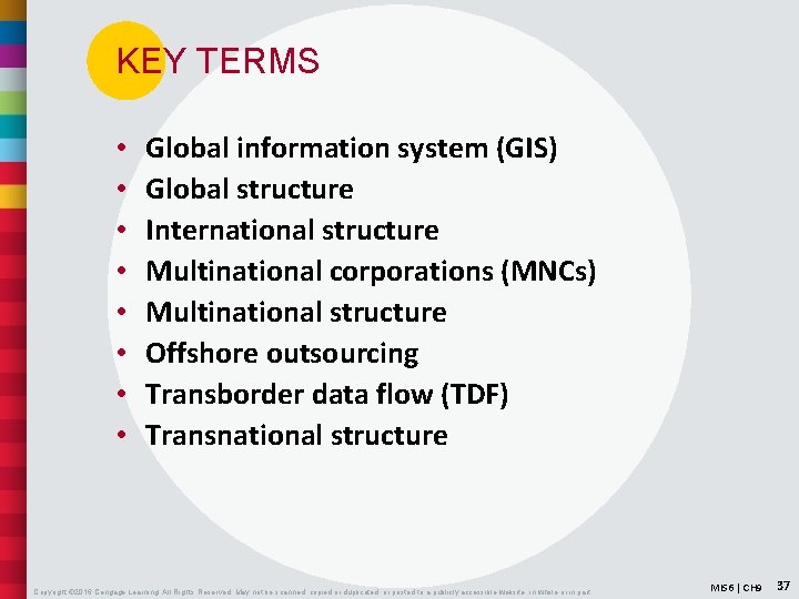 KEY TERMS • • Global information system (GIS) Global structure International structure Multinational corporations