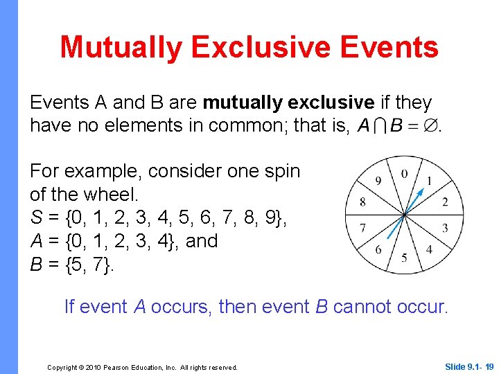 Mutually Exclusive Events A and B are mutually exclusive if they have no elements