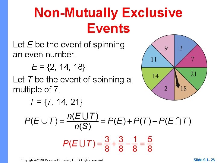 Non-Mutually Exclusive Events Let E be the event of spinning an even number. E