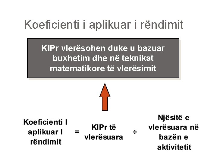 Koeficienti i aplikuar i rëndimit KIPr vlerësohen duke u bazuar buxhetim dhe në teknikat