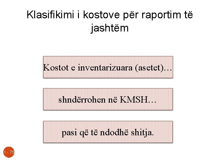 Klasifikimi i kostove për raportim të jashtëm Kostot e inventarizuara (asetet)… shndërrohen në KMSH…