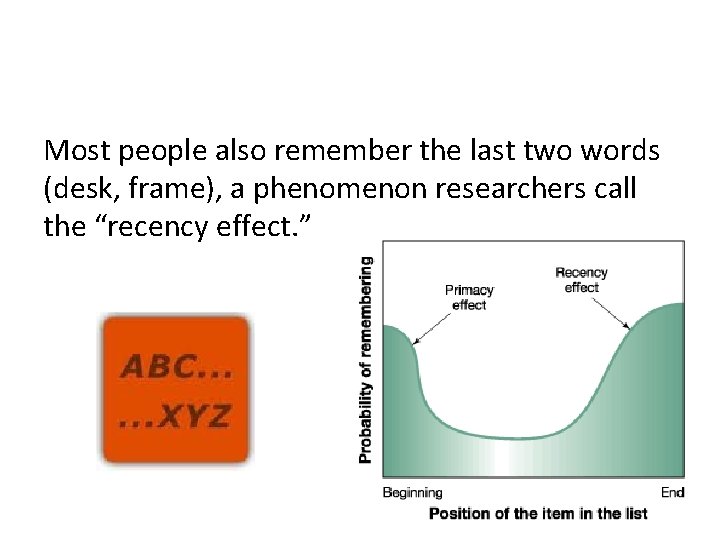 Most people also remember the last two words (desk, frame), a phenomenon researchers call