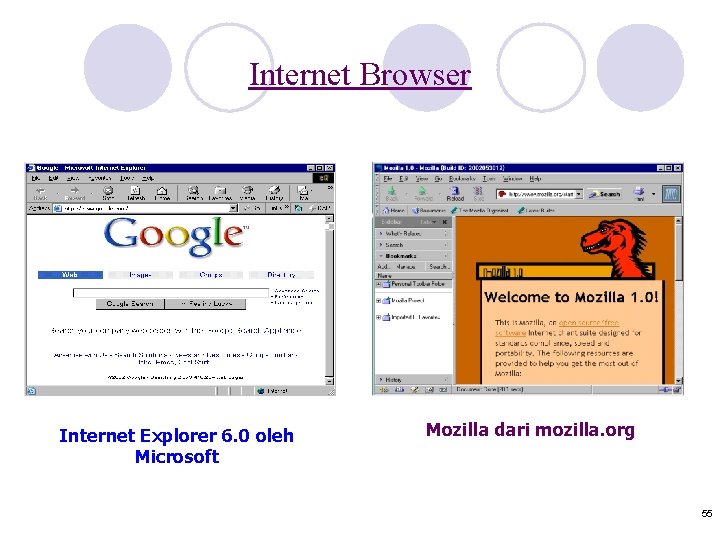 Internet Browser Internet Explorer 6. 0 oleh Microsoft Mozilla dari mozilla. org 55 