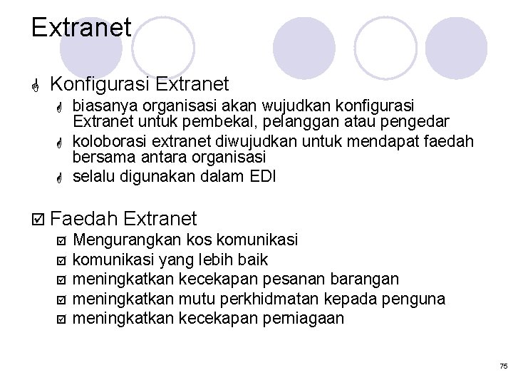 Extranet G Konfigurasi Extranet G G G biasanya organisasi akan wujudkan konfigurasi Extranet untuk