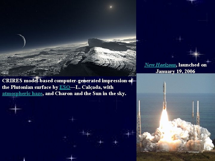 New Horizons, launched on January 19, 2006 CRIRES model-based computer-generated impression of the Plutonian