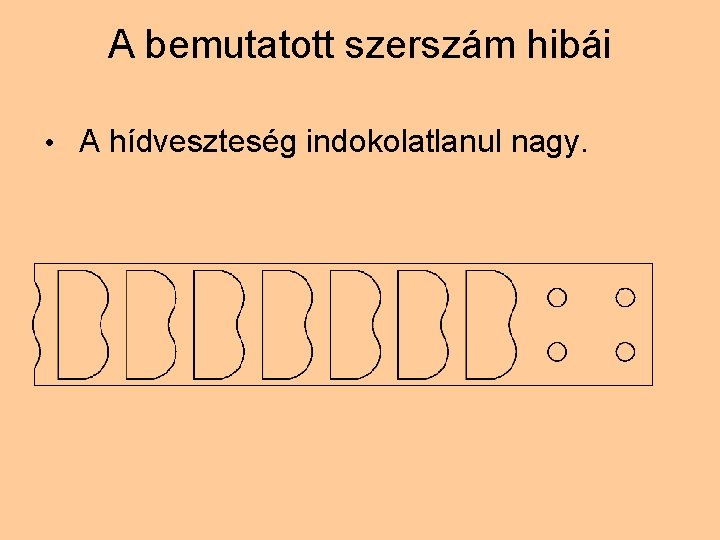 A bemutatott szerszám hibái • A hídveszteség indokolatlanul nagy. 