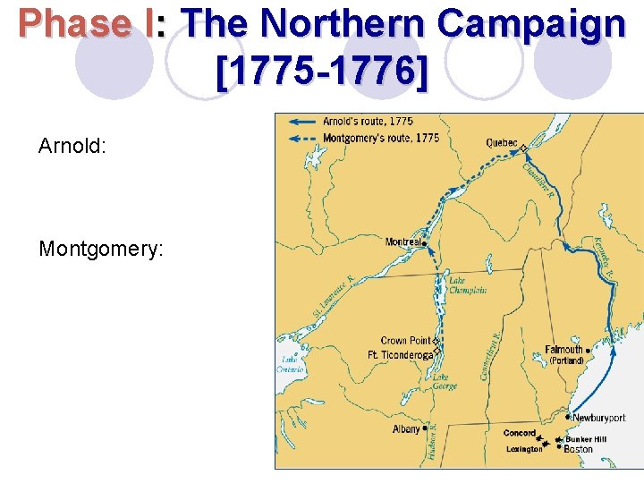 Phase I: The Northern Campaign [1775 -1776] Arnold: Montgomery: 
