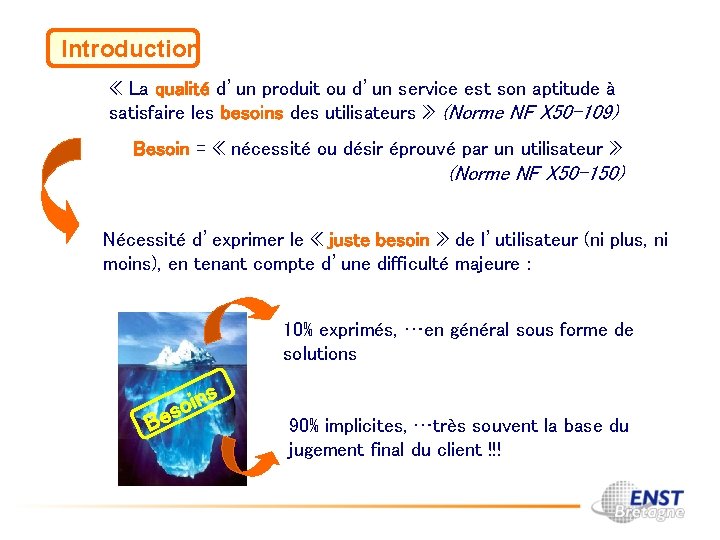 Introduction « La qualité d’un produit ou d’un service est son aptitude à satisfaire