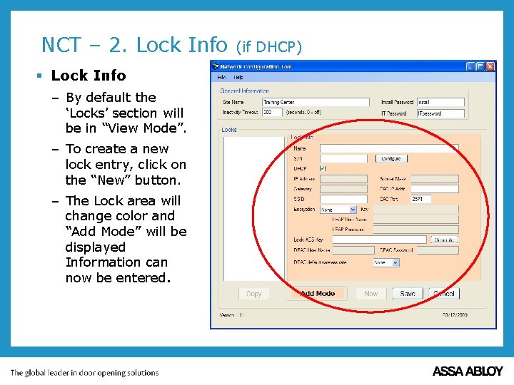 NCT – 2. Lock Info § Lock Info – By default the ‘Locks’ section
