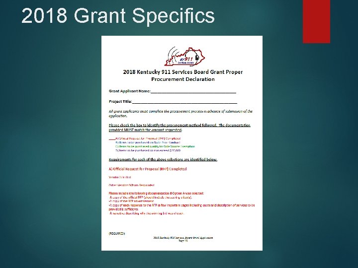 2018 Grant Specifics 