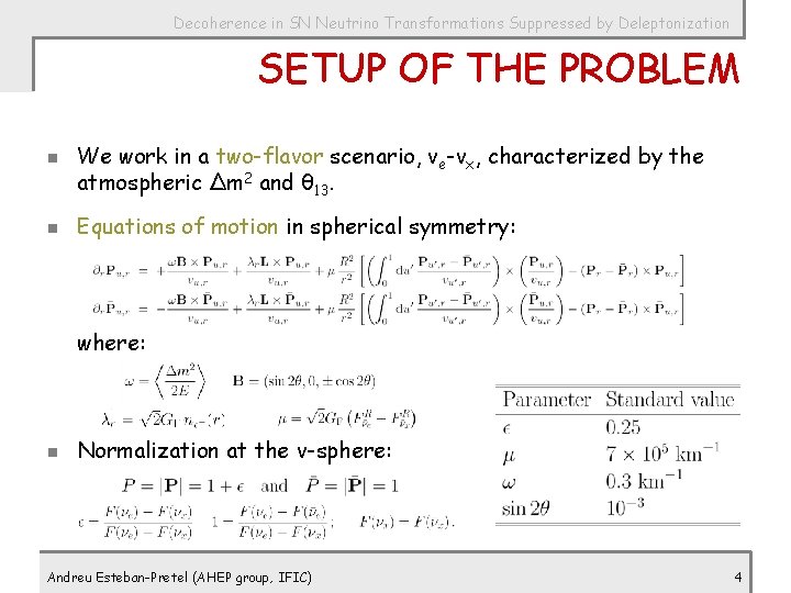 Decoherence in SN Neutrino Transformations Suppressed by Deleptonization SETUP OF THE PROBLEM n n