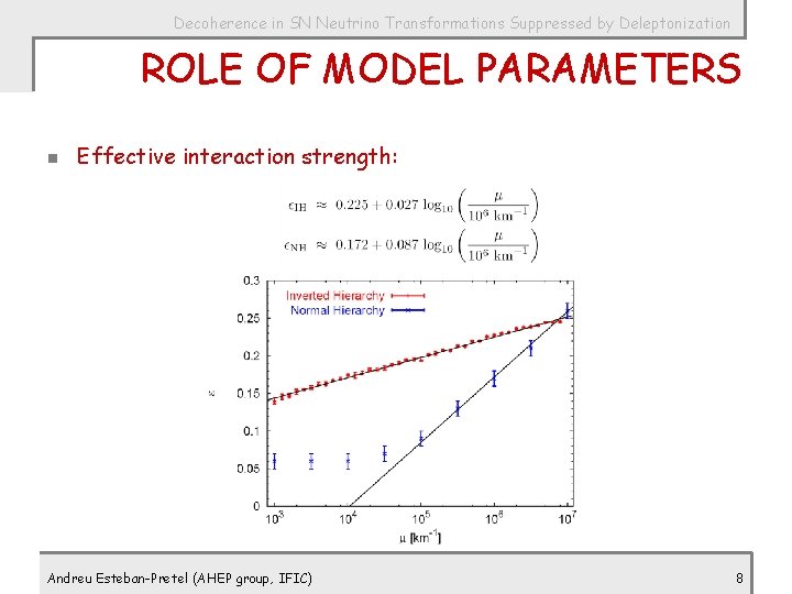 Decoherence in SN Neutrino Transformations Suppressed by Deleptonization ROLE OF MODEL PARAMETERS n Effective