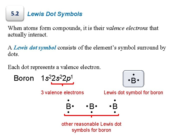 5. 2 Lewis Dot Symbols When atoms form compounds, it is their valence electrons