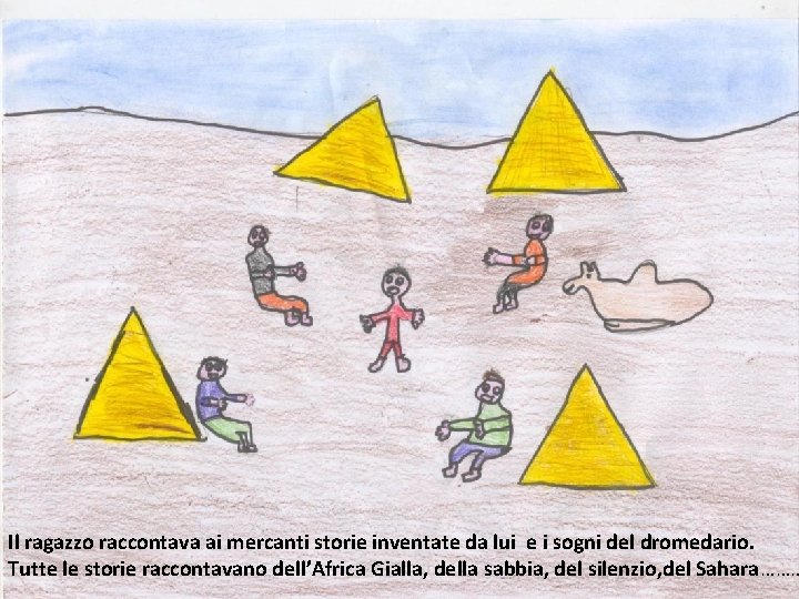 Il ragazzo raccontava ai mercanti storie inventate da lui e i sogni del dromedario.