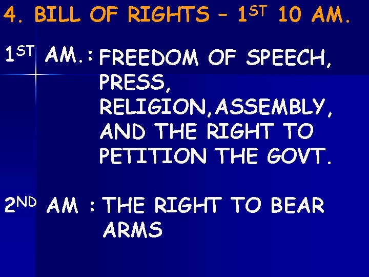 4. BILL OF RIGHTS – 1 ST 10 AM. 1 ST AM. : FREEDOM