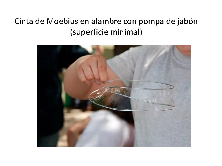 Cinta de Moebius en alambre con pompa de jabón (superficie minimal) 