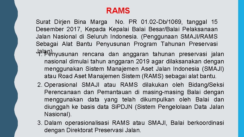 RAMS Surat Dirjen Bina Marga No. PR 01. 02 -Db/1069, tanggal 15 Desember 2017,