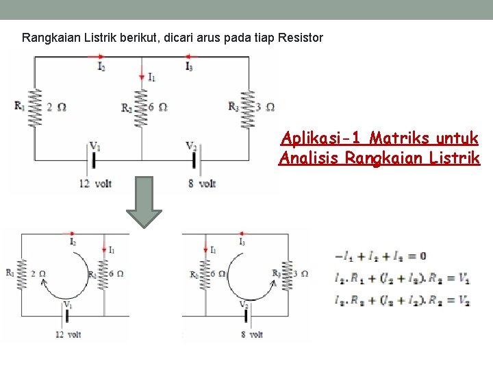 Rangkaian Listrik berikut, dicari arus pada tiap Resistor Aplikasi-1 Matriks untuk Analisis Rangkaian Listrik