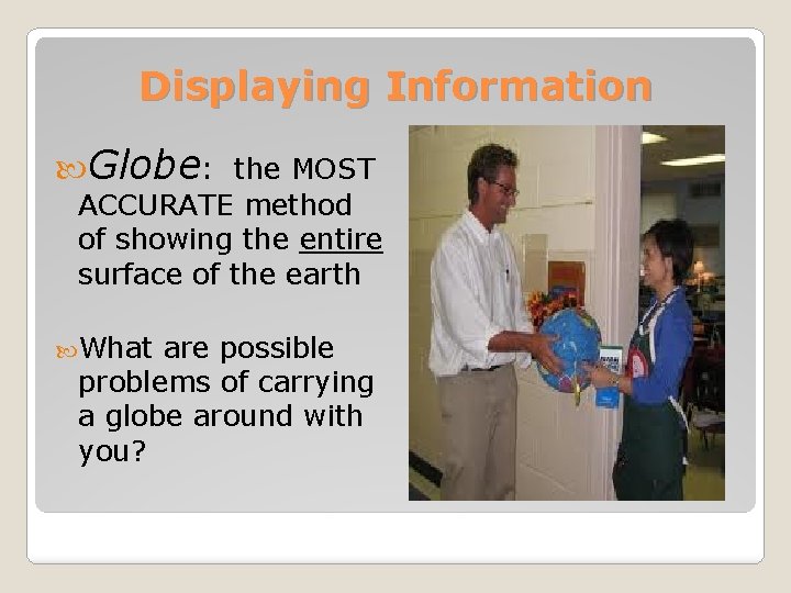 Displaying Information Globe: the MOST ACCURATE method of showing the entire surface of the