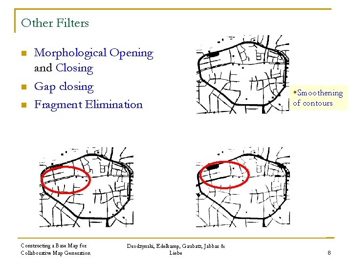 Other Filters n n n Morphological Opening and Closing Gap closing Fragment Elimination Constructing