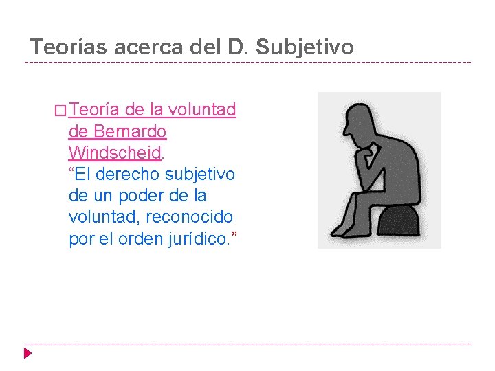 Teorías acerca del D. Subjetivo � Teoría de la voluntad de Bernardo Windscheid. “El Teorías acerca del D. Subjetivo � Teoría de la voluntad de Bernardo Windscheid. “El