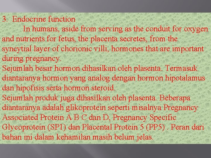3. Endocrine function In humans, aside from serving as the conduit for oxygen and