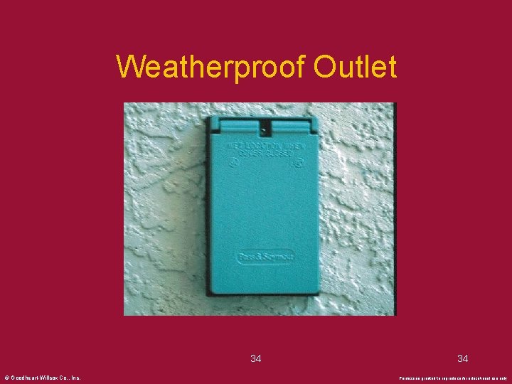 Weatherproof Outlet 34 © Goodheart-Willcox Co. , Inc. 34 Permission granted to reproduce for