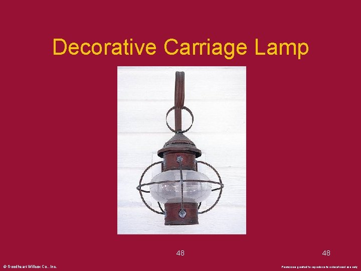 Decorative Carriage Lamp 48 © Goodheart-Willcox Co. , Inc. 48 Permission granted to reproduce