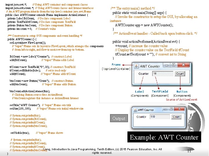 import java. awt. *; // Using AWT container and component classes import java. awt. import java. awt. *; // Using AWT container and component classes import java. awt.