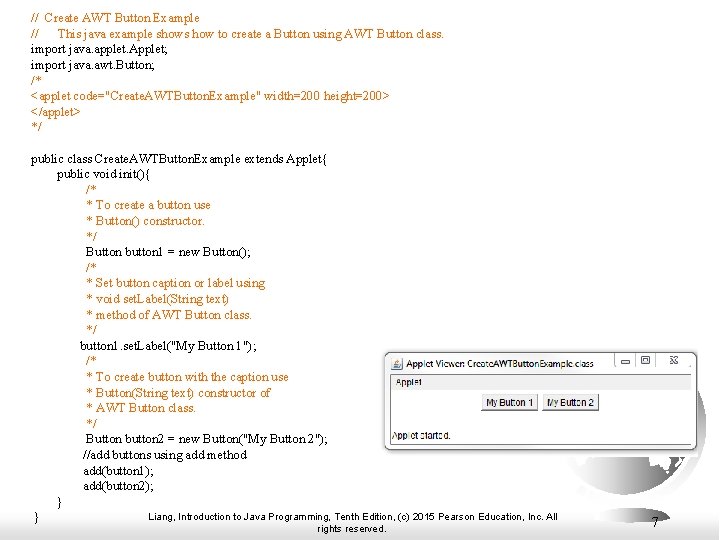 // Create AWT Button Example // This java example shows how to create a