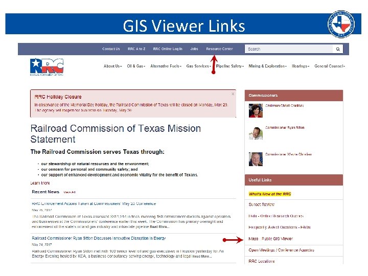 GIS Viewer Links Railroad Commission of Texas | June 27, 2016 (Change Date In