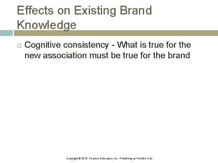 Effects on Existing Brand Knowledge Cognitive consistency - What is true for the new