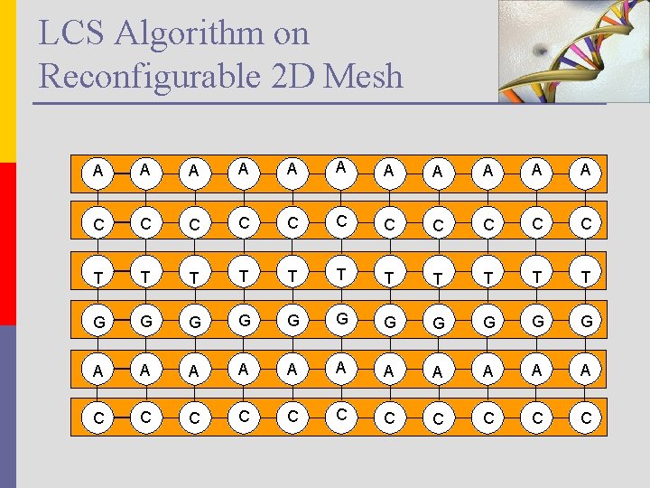 LCS Algorithm on Reconfigurable 2 D Mesh A A A C C C T