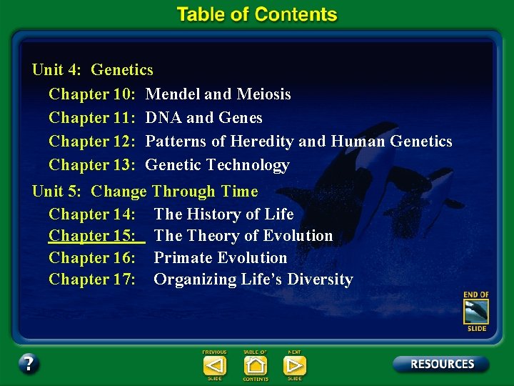 Unit 4: Genetics Chapter 10: Mendel and Meiosis Chapter 11: DNA and Genes Chapter