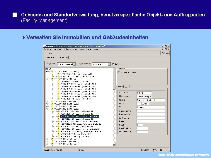 Gebäude- und Standortverwaltung, benutzerspezifische Objekt- und Auftragsarten (Facility Management) Verwalten Sie Immobilien und Gebäudeeinheiten