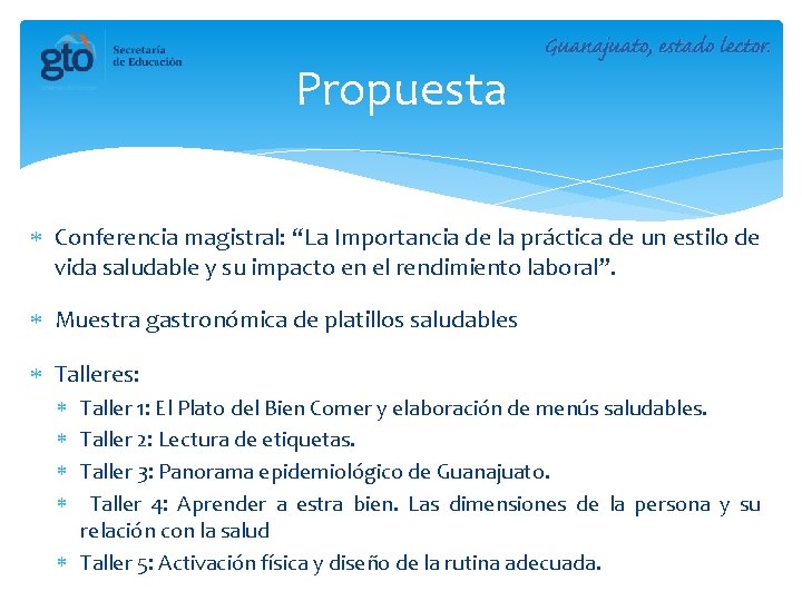 Propuesta Conferencia magistral: “La Importancia de la práctica de un estilo de vida saludable
