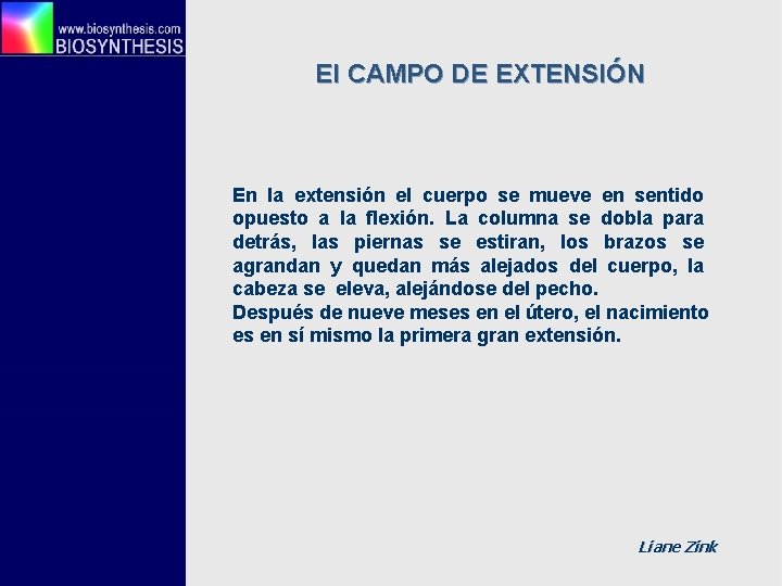 El CAMPO DE EXTENSIÓN En la extensión el cuerpo se mueve en sentido opuesto