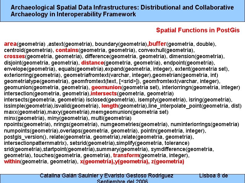 Archaeological Spatial Data Infrastructures: Distributional and Collaborative Archaeology in Interoperability Framework Spatial Functions in