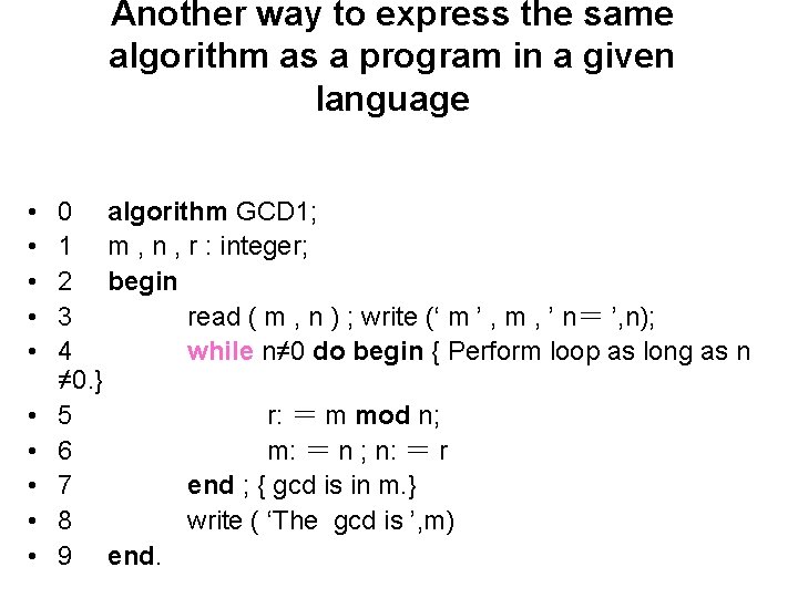 Another way to express the same algorithm as a program in a given language