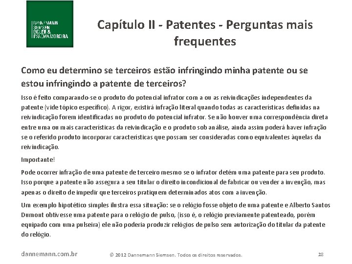 Capítulo II - Patentes - Perguntas mais frequentes Como eu determino se terceiros estão