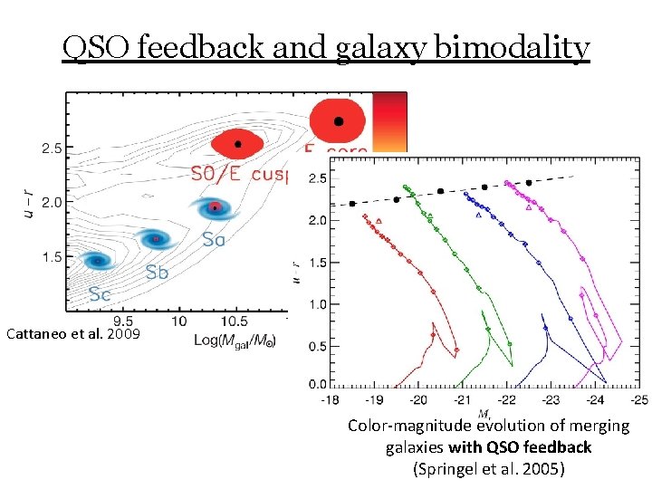 QSO feedback and galaxy bimodality Cattaneo et al. 2009 Color-magnitude evolution of merging galaxies