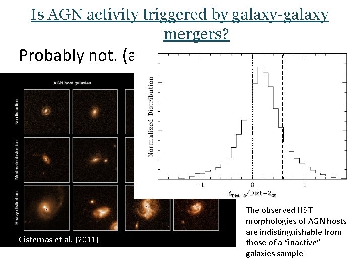 Is AGN activity triggered by galaxy-galaxy mergers? Probably not. (at z<1) Cisternas et al.