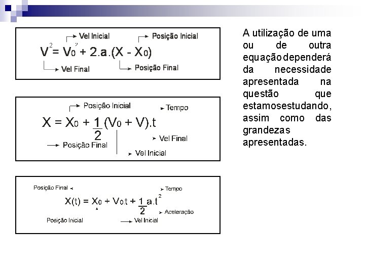 A utilização de uma ou de outra equação dependerá da necessidade apresentada na questão