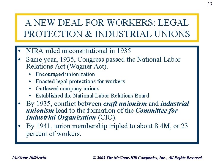 13 A NEW DEAL FOR WORKERS: LEGAL PROTECTION & INDUSTRIAL UNIONS • NIRA ruled