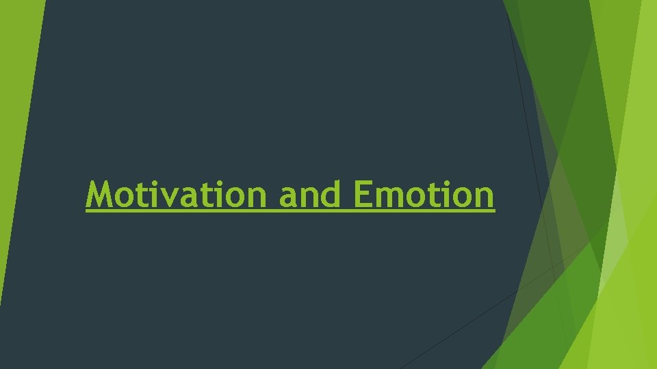 Motivation and Emotion 